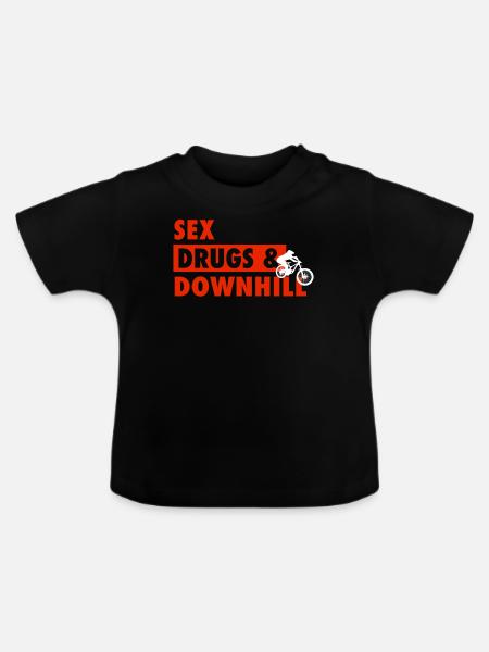 Funny Downhill Gift Idea - Baby Bio-T-Shirt mit Rundhals - Schwarz