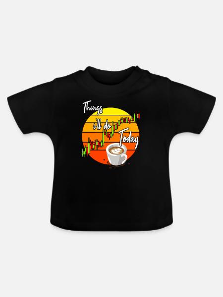 Kaffee und Trading - Baby Bio-T-Shirt mit Rundhals - Schwarz