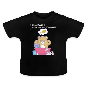 Hungrig programmieren - Baby Bio-T-Shirt mit Rundhals - Schwarz - Vorne