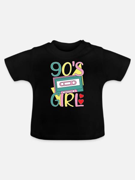 90er Party 90 s - Baby Bio-T-Shirt mit Rundhals - Schwarz