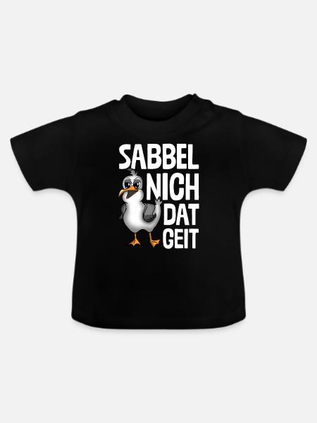 PLATTDEUTSCHER SPRUCH MIT MÖWE - Baby Bio-T-Shirt mit Rundhals - Schwarz