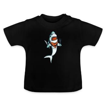 Hungry Shark Drôle de créature marine Surf - T-shirt bio col rond Bébé - noir - Devant