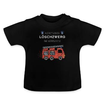 Löschzwerg Feuerwehr Feuerwehrauto - Baby Bio-T-Shirt mit Rundhals - Schwarz - Vorne
