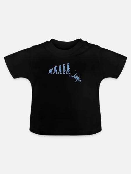 Taucher Evolution Tshirt - Baby Bio-T-Shirt mit Rundhals - Schwarz
