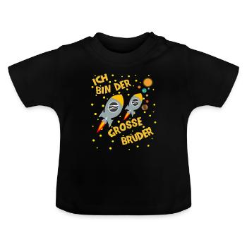 Große Bruder Rakete - Ich Bin Der Grosse Bruder - Baby Bio-T-Shirt mit Rundhals - Schwarz - Vorne