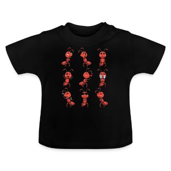 Feuerameise Emoticon - Baby Bio-T-Shirt mit Rundhals - Schwarz - Vorne