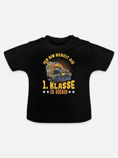 Bagger Schulbeginn Schulanfänger Schulkind - Baby Bio-T-Shirt mit Rundhals - Schwarz