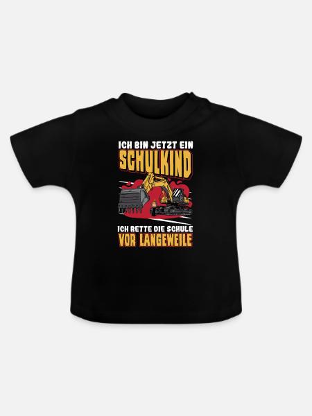 Bagger Schulbeginn Schulanfänger Schulkind - Baby Bio-T-Shirt mit Rundhals - Schwarz