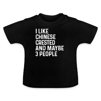 J’aime les crêtes chinoises et peut-être le chien de 3 personnes - T-shirt bio col rond Bébé - noir - Devant