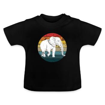 Elephant - Baby Organic T-Shirt with Round Neck - black - Front