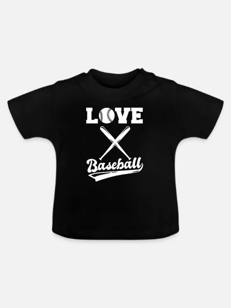 Liebe Baseball - Baby Bio-T-Shirt mit Rundhals - Schwarz