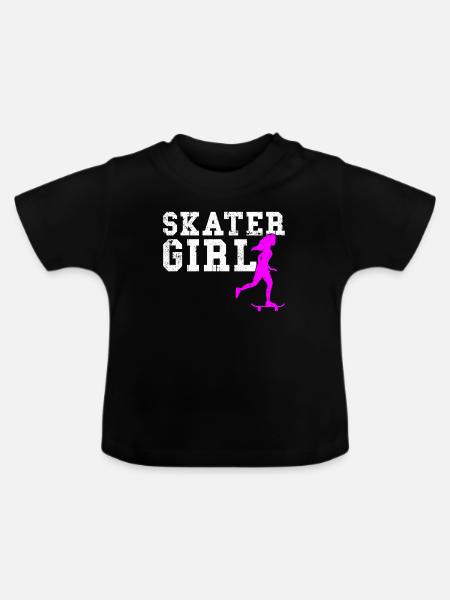 skater girl - Baby Bio-T-Shirt mit Rundhals - Schwarz