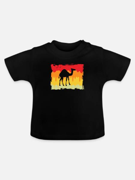 Retro Dromedar - Baby Bio-T-Shirt mit Rundhals - Schwarz
