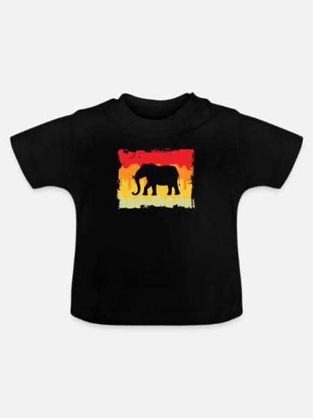 Elefant Retro - Baby Bio-T-Shirt mit Rundhals - Schwarz