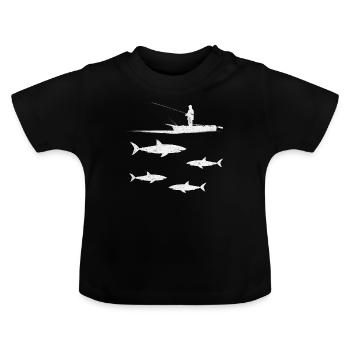 Shark Fisherman Great White Shark Fishing - Baby Organic T-Shirt with Round Neck - black - Front