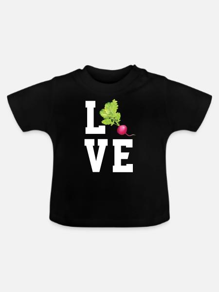 Ich LIebe Radieschen - Baby Bio-T-Shirt mit Rundhals - Schwarz