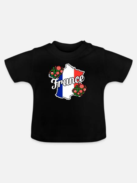 Frankreich - Baby Bio-T-Shirt mit Rundhals - Schwarz