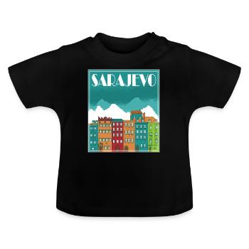 Sarajevo Landscape Vintage Art - Baby Bio-T-Shirt mit Rundhals - Schwarz - Vorne