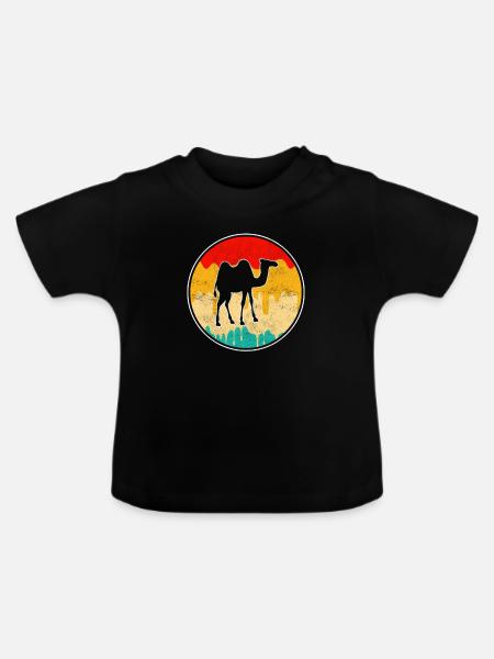 Dromedar Kamel Retro - Baby Bio-T-Shirt mit Rundhals - Schwarz