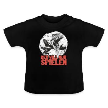Dinosaure T-Rex qui veut juste jouer - T-shirt bio col rond Bébé - noir - Devant