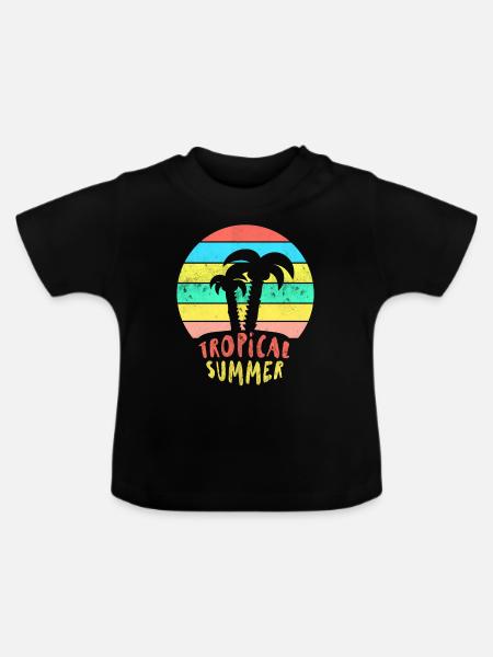 Tropical Summer - Baby Bio-T-Shirt mit Rundhals - Schwarz
