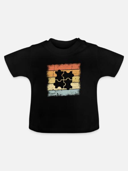 Puzzle - Baby Bio-T-Shirt mit Rundhals - Schwarz