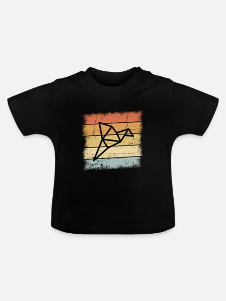 Origami Vogel - Baby Bio-T-Shirt mit Rundhals - Schwarz