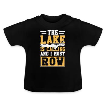 Canoe Canoeing Vintage The Lake Is - Baby Organic T-Shirt with Round Neck - black - Front