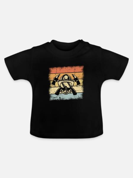 Feuerwehr Geschenke - Baby Bio-T-Shirt mit Rundhals - Schwarz