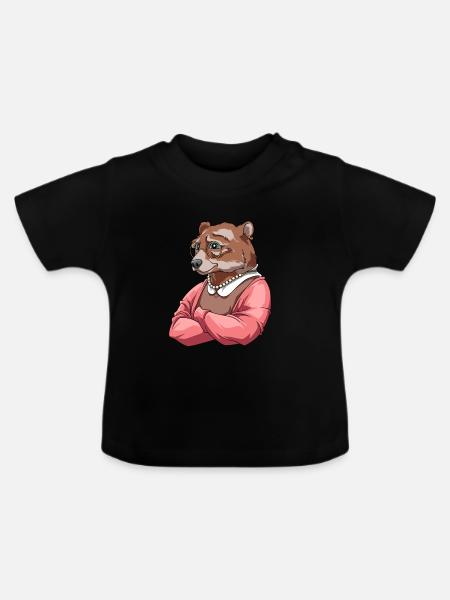 Oma Bär - Großmutter Bärin - Baby Bio-T-Shirt mit Rundhals - Schwarz