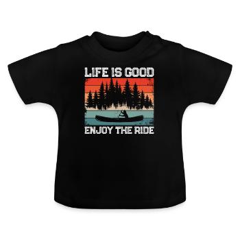 Canoe Canoeing Vintage Retro Life - Baby Organic T-Shirt with Round Neck - black - Front