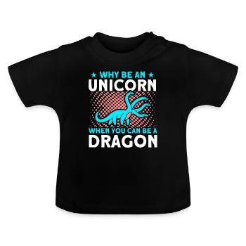 Dragon Dragon Unicorn Unicorn Lovers - Baby Organic T-Shirt with Round Neck - black - Front
