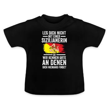 Sicilia Sizilien Sizilianer Sizilianisches - Baby Bio-T-Shirt mit Rundhals - Schwarz - Vorne