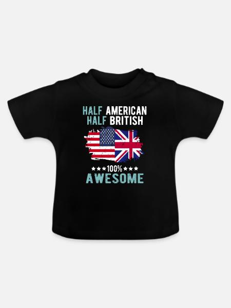 Halb Amerikaner Halb Brite - Baby Bio-T-Shirt mit Rundhals - Schwarz