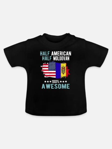 Halb Amerikaner Halb Moldawier - Baby Bio-T-Shirt mit Rundhals - Schwarz
