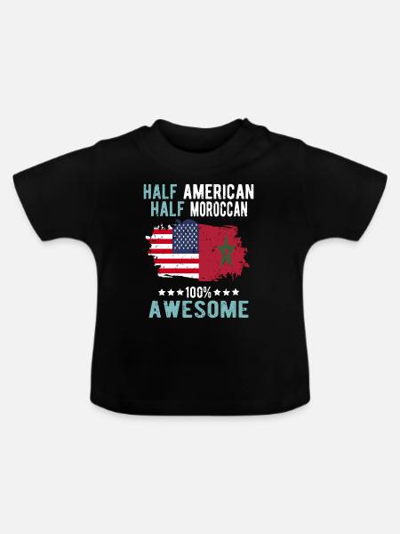Halb Amerikaner Halb Marokkaner - Baby Bio-T-Shirt mit Rundhals - Schwarz