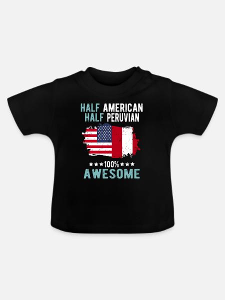 Halb Amerikaner Halb Peruaner - Baby Bio-T-Shirt mit Rundhals - Schwarz