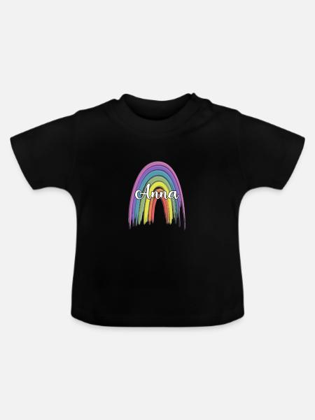 ANNA Rainbow Cursive - Baby Bio-T-Shirt mit Rundhals - Schwarz