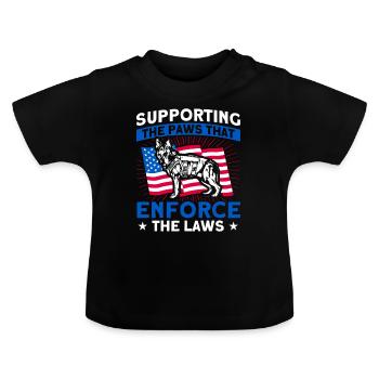 Deutscher Schäferhund Polizeihund Polizei Hund - Baby Bio-T-Shirt mit Rundhals - Schwarz - Vorne