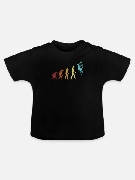 Climbing Evolution Bouldern Speedklettern Kraxler - Baby Bio-T-Shirt mit Rundhals - Schwarz