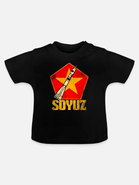 Soyuz Rakete Sowjetunion - Baby Bio-T-Shirt mit Rundhals - Schwarz