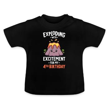 Volcano Geburtstagsparty 4. Geburtstag 4 Jahre alt - Baby Bio-T-Shirt mit Rundhals - Schwarz - Vorne