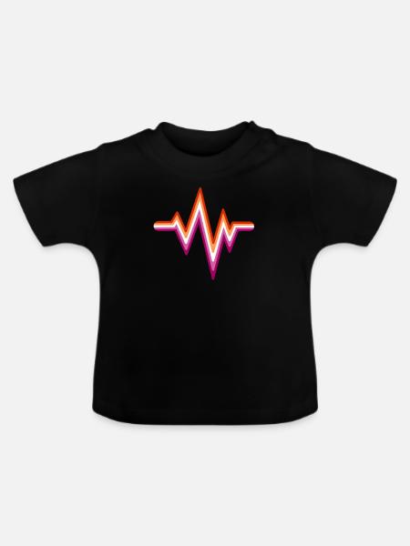 Lesbische Heartbeat Gay Flag kleuren LGBT Pride - Ekologisk T-shirt med rund hals baby - svart