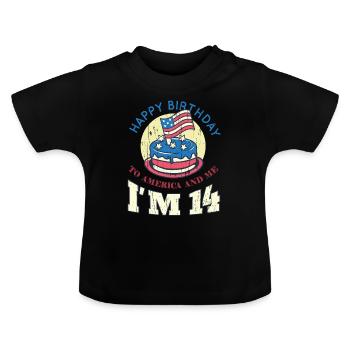 US America Flag Cake Naissance Age 14 USA 4 juillet - T-shirt bio col rond Bébé - noir - Devant