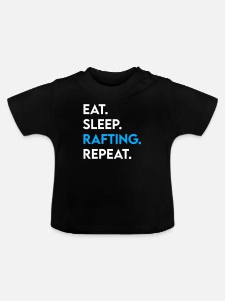eat sleep rafting repeat - Baby Bio-T-Shirt mit Rundhals - Schwarz