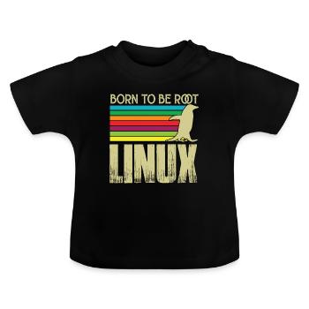 Linux Born to be root Admin Linux - Baby Organic T-Shirt with Round Neck - black - Front