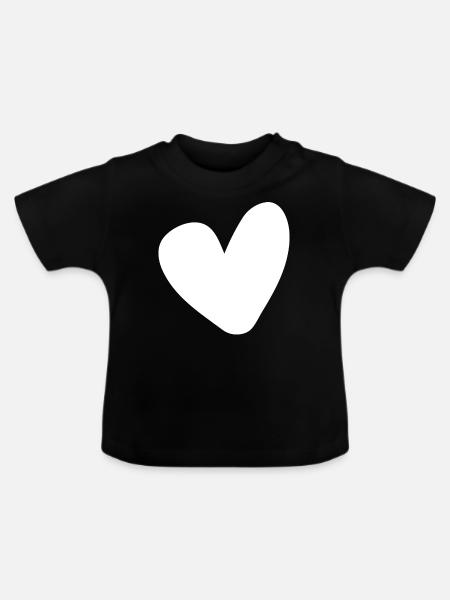 Weisses Herz Einfaches Design - Baby Bio-T-Shirt mit Rundhals - Schwarz