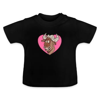 Gnous Antelope Afrique Animal avec cœur - T-shirt bio col rond Bébé - noir - Devant