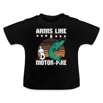 Lustiges Fischerei Wortspiel - Baby Bio-T-Shirt mit Rundhals - Schwarz - Vorne