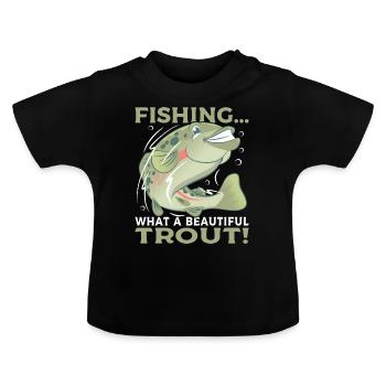 Fishing Thoughts - Baby Organic T-Shirt with Round Neck - black - Front